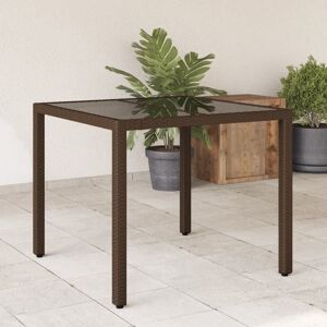 Berkfield Home Garden Table with Glass Top Brown 90x90x75 cm Poly Rattan Size: 90 x 90 x 75 cm Brown 90 x 90 x 75 cm Berkfield Home Garden Table with Glass Top Brown 90x90x75 cm Poly Rattan Size: 90 x 90 x 75 cm Brown 90 x 90 x 75 cm