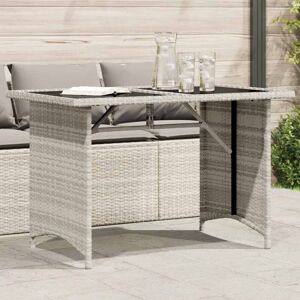 Berkfield Home Garden Table with Glass Top Light Grey 110x68x70 cm Poly Rattan Size: 110 x 68 x 70 cm Grey 110 x 68 x 70 cm Berkfield Home Garden Table with Glass Top Light Grey 110x68x70 cm Poly Rattan Size: 110 x 68 x 70 cm Grey 110 x 68 x 70 cm