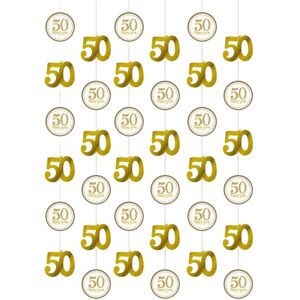 Amscan String 50th Anniversary Hanging Dration (Pack of 6) in Gold Gold Amscan String 50th Anniversary Hanging Dration (Pack of 6) in Gold Gold