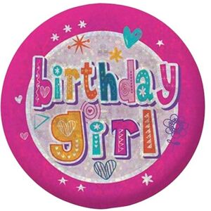 Amscan Girl Holographic Birthday Badge in Pink Pink Amscan Girl Holographic Birthday Badge in Pink Pink
