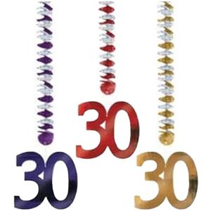 Amscan Foil Cut Out 30th Hanging Dration (Pack of 3) Multicolor Amscan Foil Cut Out 30th Hanging Dration (Pack of 3) Multicolor