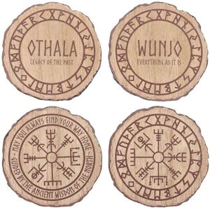 Something Different Norse Mythology Wood Coasters (Pack of 4) in Natural Natural Something Different Norse Mythology Wood Coasters (Pack of 4) in Natural Natural