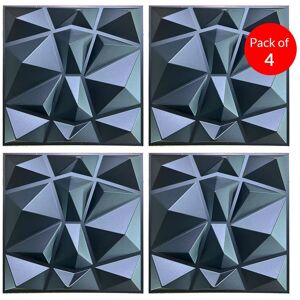 ENER-J 3D PVC Wall Panel Faceted Diamond Design Black Size 500x500x1mm (Pack of 4) Black ENER-J 3D PVC Wall Panel Faceted Diamond Design Black Size 500x500x1mm (Pack of 4) Black