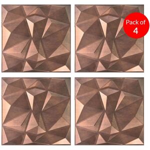 ENER-J 3D PVC Wall Panel Faceted Diamond Design Red Copper Rust 500x500x1mm (Pack of 4) Red ENER-J 3D PVC Wall Panel Faceted Diamond Design Red Copper Rust 500x500x1mm (Pack of 4) Red