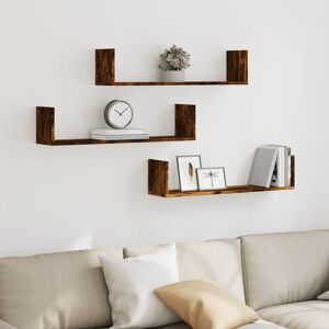 Berkfield Home Wall Shelves 3 pcs Smoked Oak 80x18x18 cm Engineered Wood in Brown Size: 80 x 18 x 18 cm Brown 80 x 18 x 18 cm Berkfield Home Wall Shelves 3 pcs Smoked Oak 80x18x18 cm Engineered Wood in Brown Size: 80 x 18 x 18 cm Brown 80 x 18 x 18 cm