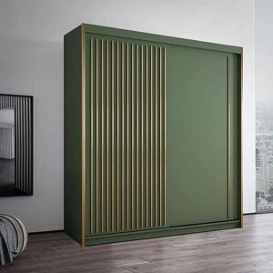Sliding Wardrobes 4U Modern Sliding Wardrobe with LED Light W150cm x H217 x D62cm in Green Green Sliding Wardrobes 4U Modern Sliding Wardrobe with LED Light W150cm x H217 x D62cm in Green Green
