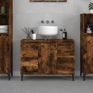 Berkfield Home Sink Cabinet Smoked Oak 80x33x60 cm Engineered Wood in Brown Size: 80 x 33 x 60 cm Brown 80 x 33 x 60 cm Berkfield Home Sink Cabinet Smoked Oak 80x33x60 cm Engineered Wood in Brown Size: 80 x 33 x 60 cm Brown 80 x 33 x 60 cm