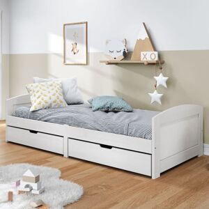 Berkfield Home Day Bed with 2 Drawers IRUN White 90x200 cm Solid Wood Pine White 90x200 cm Berkfield Home Day Bed with 2 Drawers IRUN White 90x200 cm Solid Wood Pine White 90x200 cm