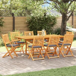 Berkfield Home Folding Garden Chairs with Grey Cushion 8pcs Solid Acacia Wood Grey Berkfield Home Folding Garden Chairs with Grey Cushion 8pcs Solid Acacia Wood Grey