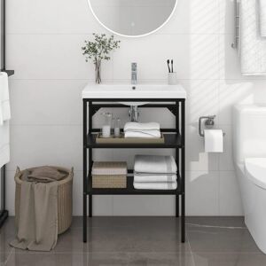 Berkfield Home Bathroom Washbasin Frame Black 59x38x83 cm Iron Size: 59 x 38 x 83 cm Black 59 x 38 x 83 cm Berkfield Home Bathroom Washbasin Frame Black 59x38x83 cm Iron Size: 59 x 38 x 83 cm Black 59 x 38 x 83 cm