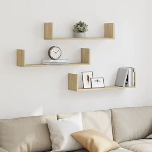 Berkfield Home Wall Shelves 3 pcs Sonoma Oak 80x18x18 cm Engineered Wood in Brown Size: 80 x 18 x 18 cm Brown 80 x 18 x 18 cm Berkfield Home Wall Shelves 3 pcs Sonoma Oak 80x18x18 cm Engineered Wood in Brown Size: 80 x 18 x 18 cm Brown 80 x 18 x 18 cm