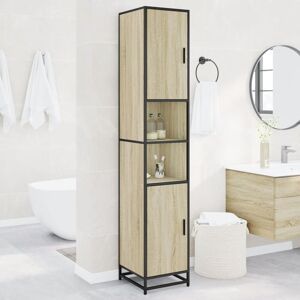 Berkfield Home Bathroom Cabinet Sonoma Oak 35x37.5x188.5 cm Engineered Wood & Metal in Brown Brown 35x37.5x188.5 cm Berkfield Home Bathroom Cabinet Sonoma Oak 35x37.5x188.5 cm Engineered Wood & Metal in Brown Brown 35x37.5x188.5 cm