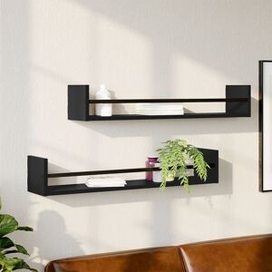 Berkfield Home Wall Shelves with Bars 2 pcs Black 80x16x14 cm Size: 80 x 16 x 14 cm Black 80 x 16 x 14 cm Berkfield Home Wall Shelves with Bars 2 pcs Black 80x16x14 cm Size: 80 x 16 x 14 cm Black 80 x 16 x 14 cm