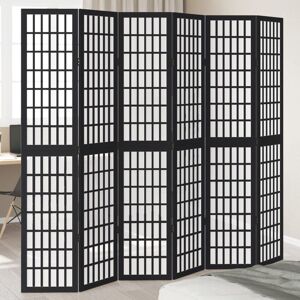 Berkfield Home Room Divider 6 Panels Black Solid Wood Paulownia Black Berkfield Home Room Divider 6 Panels Black Solid Wood Paulownia Black