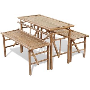 Berkfield Home Beer Table with 2 Benches 100 cm Bamboo in Brown Brown Berkfield Home Beer Table with 2 Benches 100 cm Bamboo in Brown Brown