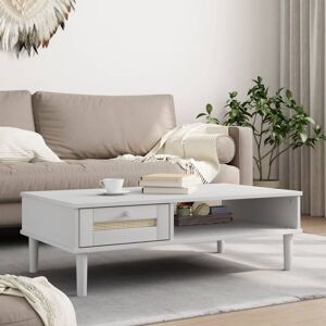 Berkfield Home Coffee Table SENJA Rattan Look White 100x55x33 cm Solid Wood Size: 100 x 55 x 33 cm White 100 x 55 x 33 cm Berkfield Home Coffee Table SENJA Rattan Look White 100x55x33 cm Solid Wood Size: 100 x 55 x 33 cm White 100 x 55 x 33 cm
