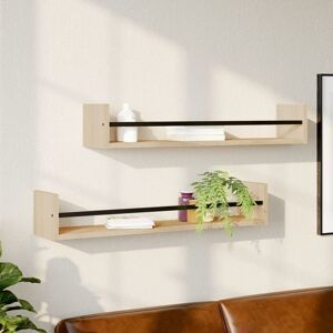 Berkfield Home Wall Shelves with Bars 2 pcs Sonoma Oak 80x16x14 cm in Brown Size: 80 x 16 x 14 cm Brown 80 x 16 x 14 cm Berkfield Home Wall Shelves with Bars 2 pcs Sonoma Oak 80x16x14 cm in Brown Size: 80 x 16 x 14 cm Brown 80 x 16 x 14 cm