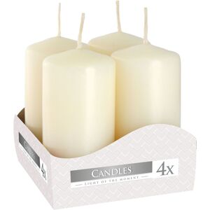 KDMD Set of 4 Pillar Candles 40x80mm - Ivory in White White KDMD Set of 4 Pillar Candles 40x80mm - Ivory in White White