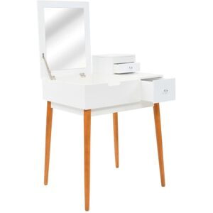 Berkfield Home Dressing Table with Mirror MDF 60x50x86 cm in White Size: 60 x 50 x 86 cm White 60 x 50 x 86 cm Berkfield Home Dressing Table with Mirror MDF 60x50x86 cm in White Size: 60 x 50 x 86 cm White 60 x 50 x 86 cm