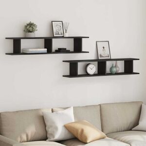 Berkfield Home Wall Shelves 2 pcs Black Oak 105x18x20 cm Engineered Wood Size: 105 x 18 x 20 cm Black 105 x 18 x 20 cm Berkfield Home Wall Shelves 2 pcs Black Oak 105x18x20 cm Engineered Wood Size: 105 x 18 x 20 cm Black 105 x 18 x 20 cm