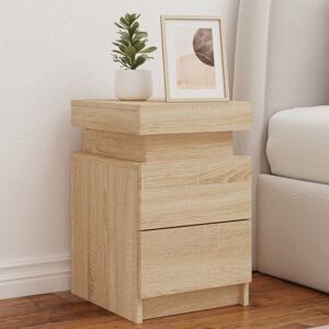 Berkfield Home Bedside Cabinet with LED Lights Sonoma Oak 35x39x55 cm in Brown Size: 35 x 39 x 55 cm Brown 35 x 39 x 55 cm Berkfield Home Bedside Cabinet with LED Lights Sonoma Oak 35x39x55 cm in Brown Size: 35 x 39 x 55 cm Brown 35 x 39 x 55 cm