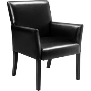Costway PU Leather Upholstered Guest Chair Home Office Meeting Chair Reception Room Chair in Black Black Costway PU Leather Upholstered Guest Chair Home Office Meeting Chair Reception Room Chair in Black Black