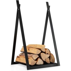 Costway Heavy Duty Firewood Holder Firewood Log Rack w/ Stable Triangular Structure in Black Black Costway Heavy Duty Firewood Holder Firewood Log Rack w/ Stable Triangular Structure in Black Black