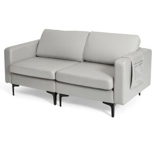 Costway Modern Sofa Couch Loveseat 2-3-Seater Sofa Seat Upholstered Padded Cushions in Grey Grey Costway Modern Sofa Couch Loveseat 2-3-Seater Sofa Seat Upholstered Padded Cushions in Grey Grey