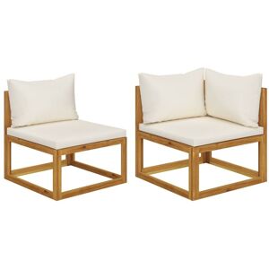 Berkfield Home 2 Piece Sofa Set with Cream White Cushions Solid Wood Acacia in Beige Beige Berkfield Home 2 Piece Sofa Set with Cream White Cushions Solid Wood Acacia in Beige Beige