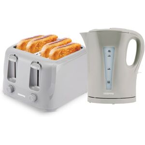 Geepas Kettle & Toaster Set 1.7L Rapid Boil Kettle & 4 Slice Toaster in Grey Grey Geepas Kettle & Toaster Set 1.7L Rapid Boil Kettle & 4 Slice Toaster in Grey Grey