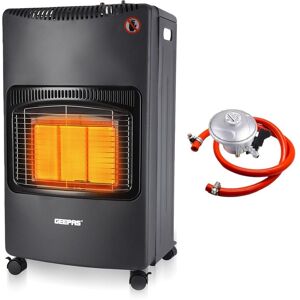 Geepas Gas Heater Portable Indoor Heater 4.2KW Butane Gas Space Heater Regulator & Hose in Black Black Geepas Gas Heater Portable Indoor Heater 4.2KW Butane Gas Space Heater Regulator & Hose in Black Black