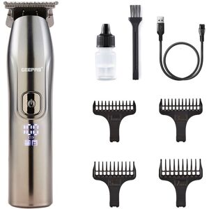 Geepas Rechargeable Beard Trimmer Electric Stubble Hair Trimmer LED Display Waterproof in Silver Silver Geepas Rechargeable Beard Trimmer Electric Stubble Hair Trimmer LED Display Waterproof in Silver Silver