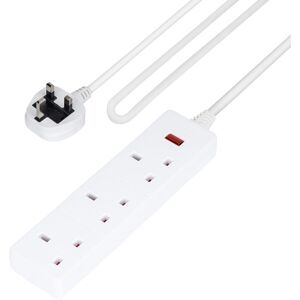 Geepas 3 Gang Extension Lead, 2M Cable with Indicator Light Wall Mountable in Off-White Off-White Geepas 3 Gang Extension Lead, 2M Cable with Indicator Light Wall Mountable in Off-White Off-White