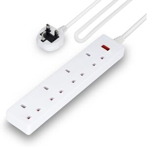 Geepas 4 Gang Extension Lead 3M/5M/10M Cable Options in White Size: 2.9m White 2.9m Geepas 4 Gang Extension Lead 3M/5M/10M Cable Options in White Size: 2.9m White 2.9m