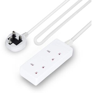 Geepas 2 Gang Extension Lead, 3M/5m/10m Cable Options 13A in White Size: 2.9m White 2.9m Geepas 2 Gang Extension Lead, 3M/5m/10m Cable Options 13A in White Size: 2.9m White 2.9m