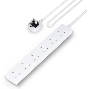 Geepas 6 Gang Extension Lead, 3m/5m/10m Cable Options 13A in White Size: 2.9m White 2.9m Geepas 6 Gang Extension Lead, 3m/5m/10m Cable Options 13A in White Size: 2.9m White 2.9m