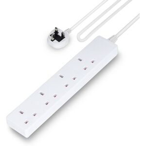 Geepas 4 Gang Extension Lead, 2M Cable Wall Mountable & Multi Socket Mains in White White Geepas 4 Gang Extension Lead, 2M Cable Wall Mountable & Multi Socket Mains in White White