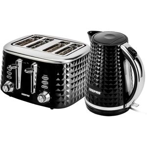 Geepas 1.7L Matching Kettle & toaster set in Black Black Geepas 1.7L Matching Kettle & toaster set in Black Black