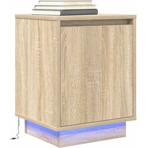 Berkfield Home Bedside Cabinet with LED Lights Sonoma Oak 38x34x50 cm Size: 38 x 34 x 50 cm Multicolor 38 x 34 x 50 cm Berkfield Home Bedside Cabinet with LED Lights Sonoma Oak 38x34x50 cm Size: 38 x 34 x 50 cm Multicolor 38 x 34 x 50 cm