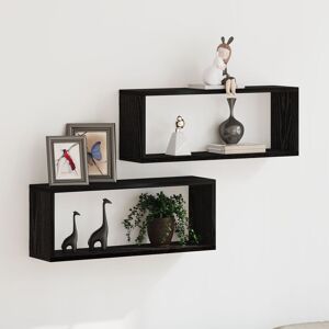 Berkfield Home Wall Shelves 2 Pack Black Oak 60x15x23 cm Made of Engineered Wood Size: 60 x 15 x 23 cm Black 60 x 15 x 23 cm Berkfield Home Wall Shelves 2 Pack Black Oak 60x15x23 cm Made of Engineered Wood Size: 60 x 15 x 23 cm Black 60 x 15 x 23 cm
