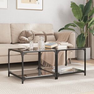 Berkfield Home Coffee Tables with Black Glass Top 2 pcs 50x50x40 cm Steel Size: 50 x 50 x 40 cm Black 50 x 50 x 40 cm Berkfield Home Coffee Tables with Black Glass Top 2 pcs 50x50x40 cm Steel Size: 50 x 50 x 40 cm Black 50 x 50 x 40 cm