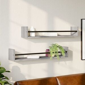 Berkfield Home Wall Shelves with Bars 2 pcs Grey Sonoma 80x16x14 cm Size: 80 x 16 x 14 cm Grey 80 x 16 x 14 cm Berkfield Home Wall Shelves with Bars 2 pcs Grey Sonoma 80x16x14 cm Size: 80 x 16 x 14 cm Grey 80 x 16 x 14 cm