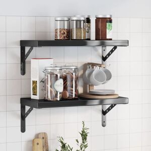 Berkfield Home Wall Shelves 2 pcs 50x23.5 cm Black Stainless Steel Black 50x23.5 cm Berkfield Home Wall Shelves 2 pcs 50x23.5 cm Black Stainless Steel Black 50x23.5 cm