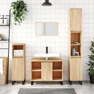 Berkfield Home Bathroom Cabinet Sonoma Oak 80x33x60 cm Engineered Wood in Brown Size: 80 x 33 x 60 cm Brown 80 x 33 x 60 cm Berkfield Home Bathroom Cabinet Sonoma Oak 80x33x60 cm Engineered Wood in Brown Size: 80 x 33 x 60 cm Brown 80 x 33 x 60 cm