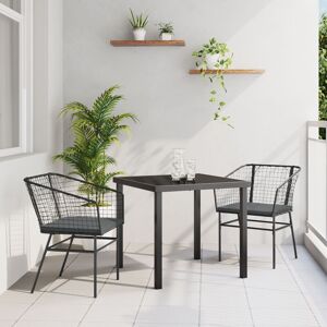 Berkfield Home Set of 2 Black & Dark Grey PE Rattan, Powder-Coated Steel Black Berkfield Home Set of 2 Black & Dark Grey PE Rattan, Powder-Coated Steel Black
