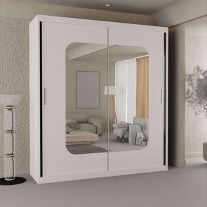 Sliding Wardrobes 4U Merikan Sliding Double Mirror Door Wardrobe 203cm X 217cm in White Size: 203 cm X 217 cm White 203 cm X 217 cm Sliding Wardrobes 4U Merikan Sliding Double Mirror Door Wardrobe 203cm X 217cm in White Size: 203 cm X 217 cm White 203 cm X 217 cm