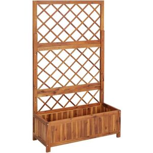 Berkfield Home Raised Bed with Trellis 85x38x150 cm Solid Acacia Wood in Brown Size: 85 x 38 x 150 cm Brown 85 x 38 x 150 cm Berkfield Home Raised Bed with Trellis 85x38x150 cm Solid Acacia Wood in Brown Size: 85 x 38 x 150 cm Brown 85 x 38 x 150 cm