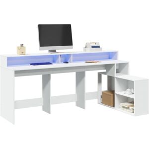 Berkfield Home Desk with LED Lights White 200x104x91 cm Engineered Wood Size: 200 x 104 x 91 cm White 200 x 104 x 91 cm Berkfield Home Desk with LED Lights White 200x104x91 cm Engineered Wood Size: 200 x 104 x 91 cm White 200 x 104 x 91 cm