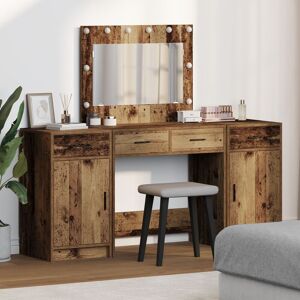 Berkfield Home 3-Piece Dressing Table Set with LED - Vintage Wood & Engineered Wood in Brown Brown Berkfield Home 3-Piece Dressing Table Set with LED - Vintage Wood & Engineered Wood in Brown Brown