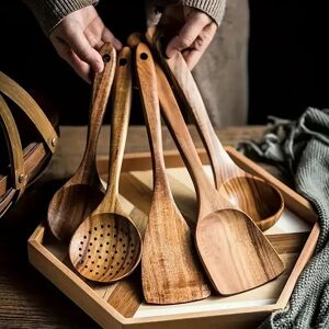 Dyzi 5pcs Wooden Kitchen Utensils Set Cooking Baking Tools in Light Brown Light Brown Dyzi 5pcs Wooden Kitchen Utensils Set Cooking Baking Tools in Light Brown Light Brown